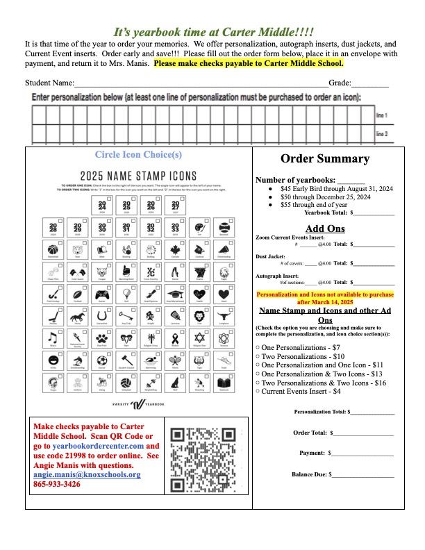  To Order and Pay at School, download this form and drop off in the school office